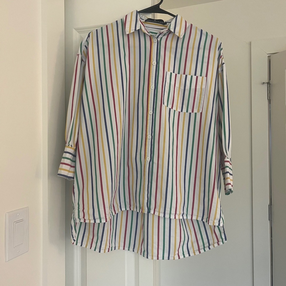 Tuckernuck‎ Pomander Place Stripe Button Down Shirt Oversized Cotton Small